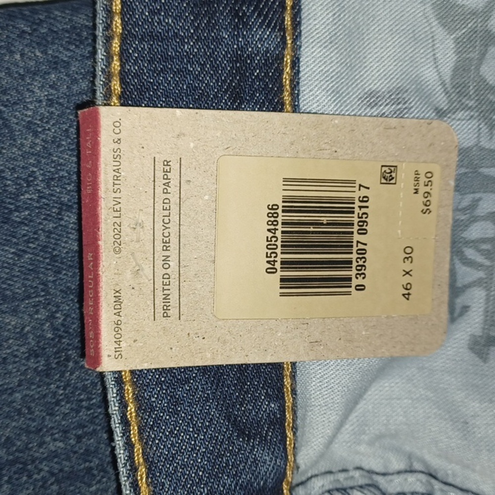 Levi's 505 Regular Fit Jeans Big&Tall 46x30 NWT - Picture 5 of 5